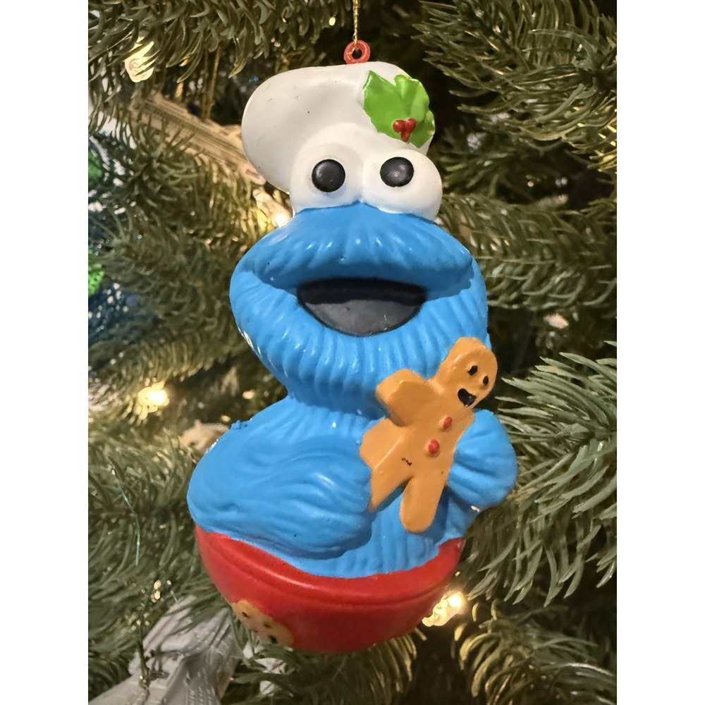 Vintage Cookie Monster Chef Christmas Ornament Sesame‎ Street 90s Retro Cartoon